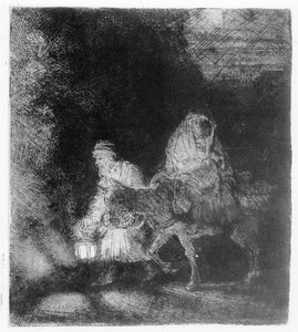 エジプトへの逃避、1651年 作： Rembrandt van Rijn